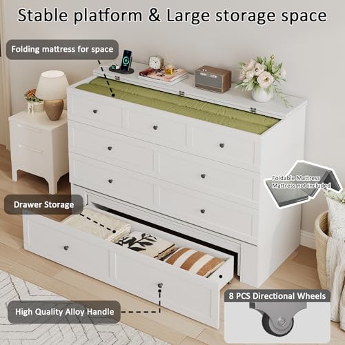 Murphy Bed with Storage and Charging Station, Foldable Panel, for Guest Bedroom, Living Room, Office V324