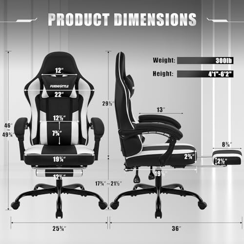 Ergonomic Leather Gaming Chair with Footrest and Lumbar Support Y77301