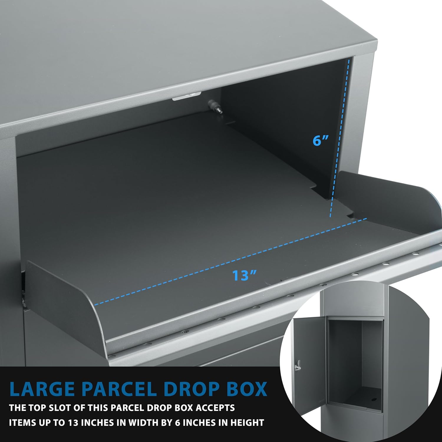 Steel Parcel Drop Box with Tamper-Resistant Slot & Key Lock W61480