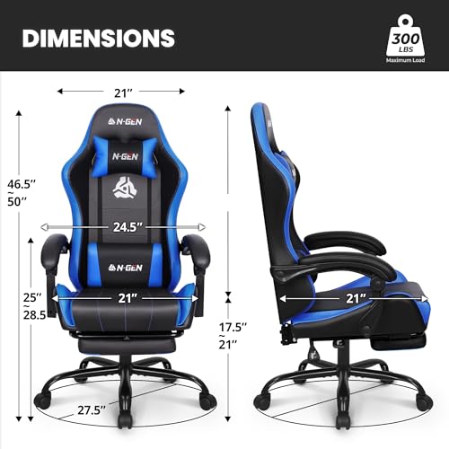 Gaming Chair with Footrest Lumbar Support High Back Recliner Ergonomic Leather Q8605