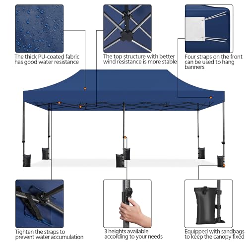 Heavy Duty Pop Up Canopy Tent 10x20 with Wheeled Carry Bag, White X6840