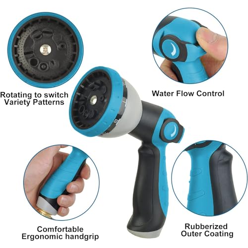 Expandable Garden Hose with Metal Fittings and 10-Function Nozzle X634240