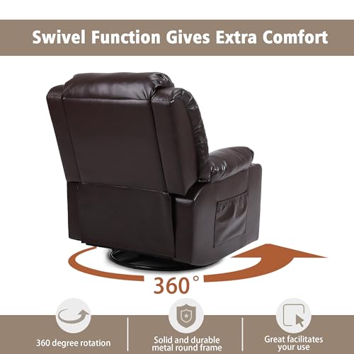 Swivel Recliner Chair for Adults with Massage and Heat, Fabric, Lime Gray B7507