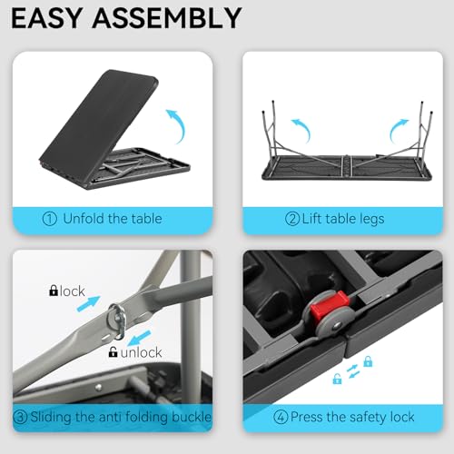 Heavy Duty Portable Folding Table for Dining, Parties, and Camping E6001