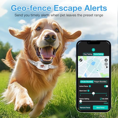 Wireless GPS Dog Fence & Training Collar, Waterproof Rechargeable, App Customizable T36438