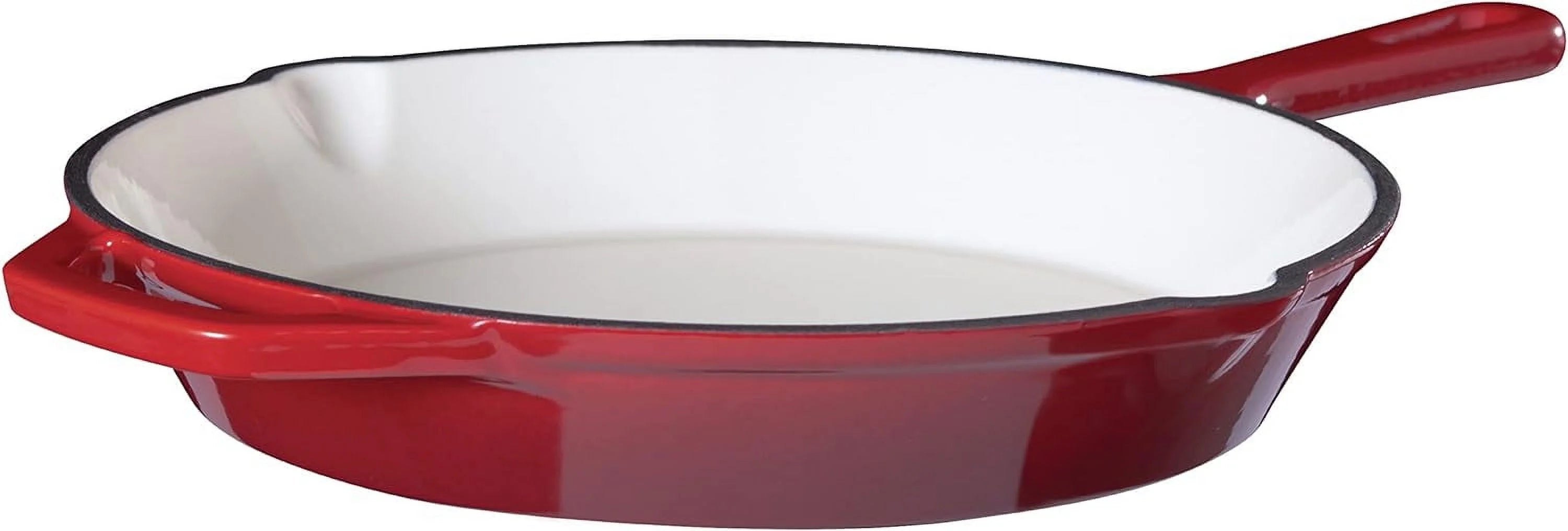 Enameled Cast Iron 10" Skillet Fry Pan Red