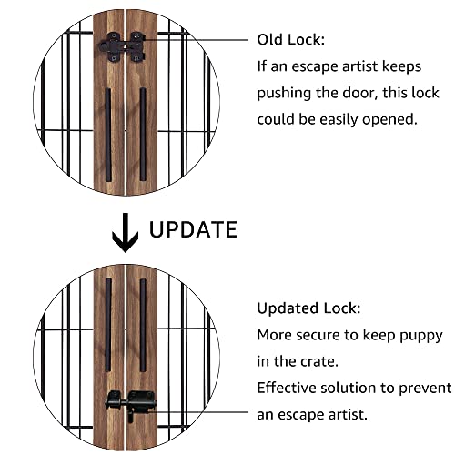 Wooden Dog Crate End Table with Double Doors and Pet Bed T245171