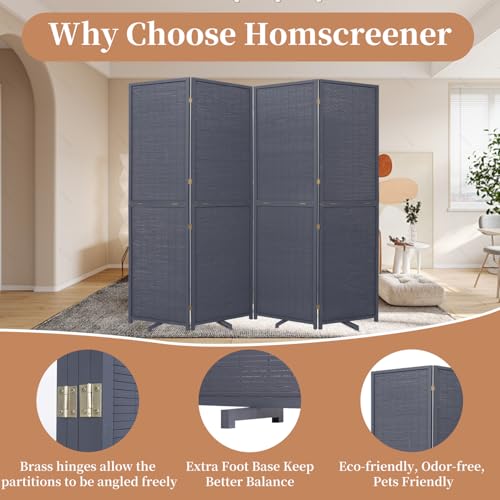 Bamboo Room Divider Folding Privacy Screen 4 Panel Freestanding F401