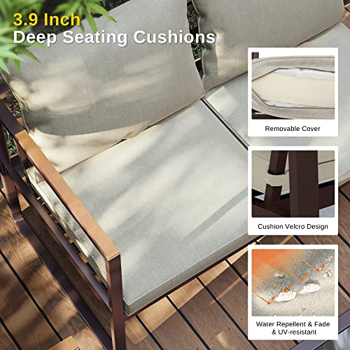 4-Piece Outdoor Patio Set with Sofa and Tempered Glass Table F97509