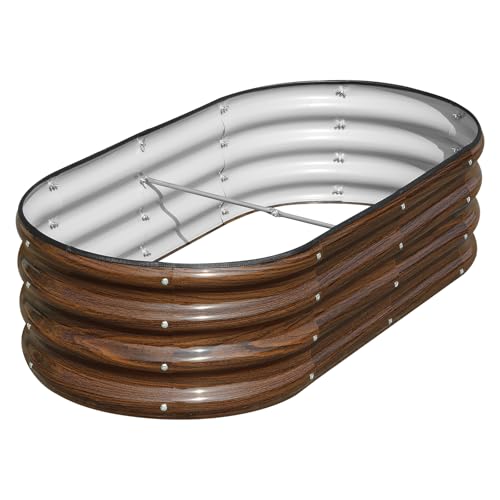 Galvanized Raised Garden Bed, 4x2x1ft Oval Metal Planter Box for Outdoor Vegetables T107625