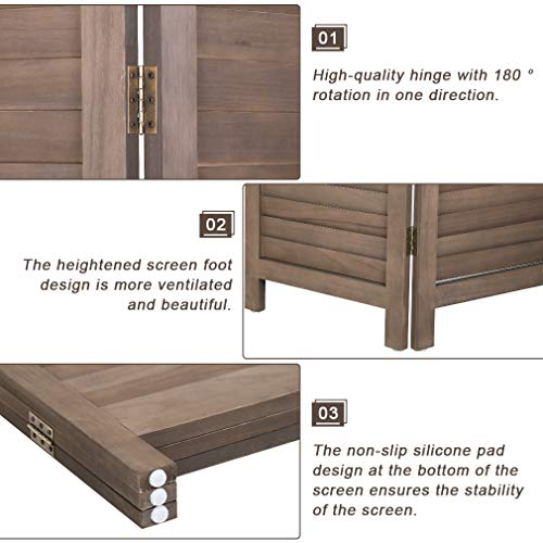 6 Panel Wood Room Divider Freestanding White 5.57 FT S6393