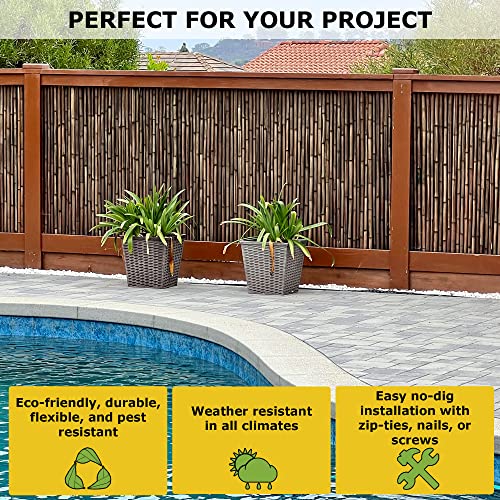 Natural Bamboo Fencing Garden Screen Rolled Fence Panel 6 ft H x 8 ft L D6994