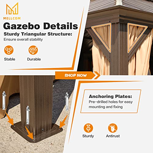 12x16 ft Hardtop Gazebo with Galvanized Steel Roof, Curtains and Netting V821