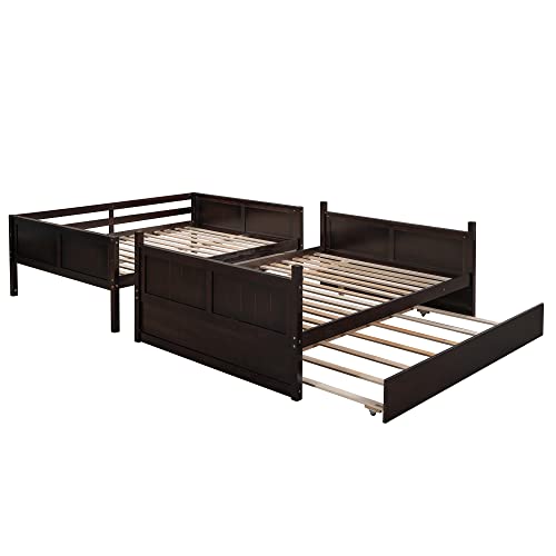 Twin Over Full Bunk Bed with Slide and Stairs for Kids E212