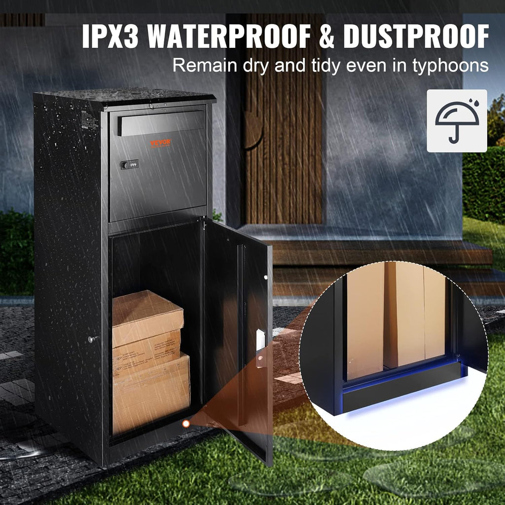 Package Delivery Box for Outside, Galvanized Steel with Coded Lock L38466