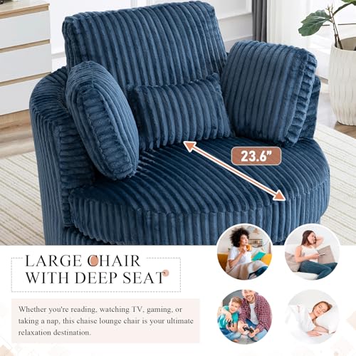 Swivel Barrel Chair with Ottoman for Living Room Bedroom, White W553228