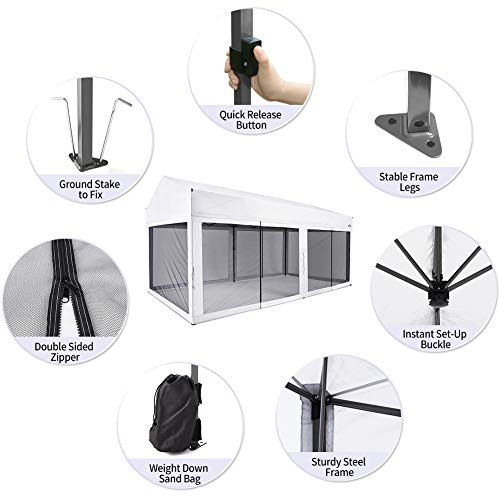 10x20 ft Pop Up Rectangular Canopy with Removable Sidewalls and Carry Bag B839031