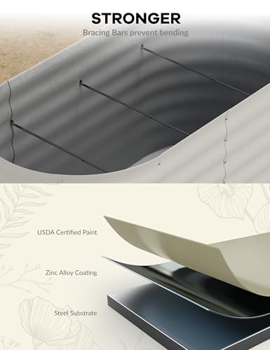Galvanized Raised Garden Bed for Vegetables, Flowers, Outdoor D165
