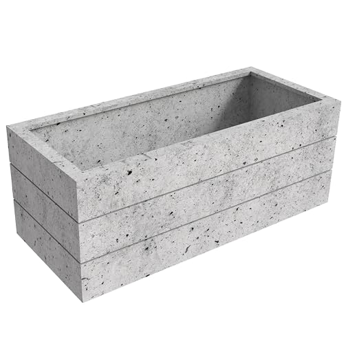 LeisureMod Oasis Modern Fiberstone and Clay Planter for Indoor and Outdoor - Rectangular Weather-Resistant Planter Box with Drainage Holes (Brown)