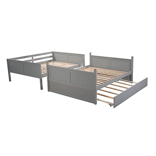 Twin Over Full Bunk Bed with Slide and Stairs for Kids E212