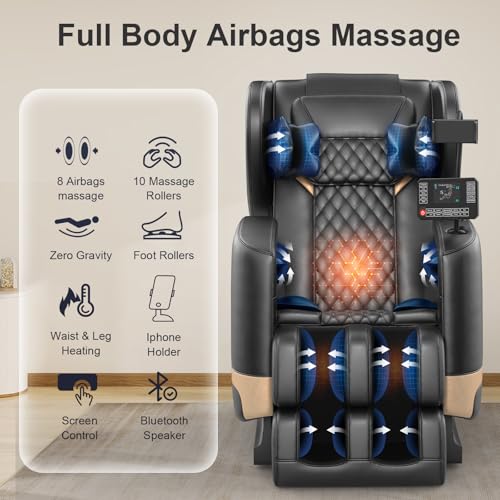 Zero Gravity Full Body Massage Chair with Heating, Foot Massage, Bluetooth Speaker L5704