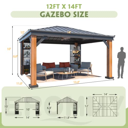 12x20 Hardtop Gazebo Double Roof Galvanized Steel Outdoor Aluminum Frame with Netting and Curtains M3306