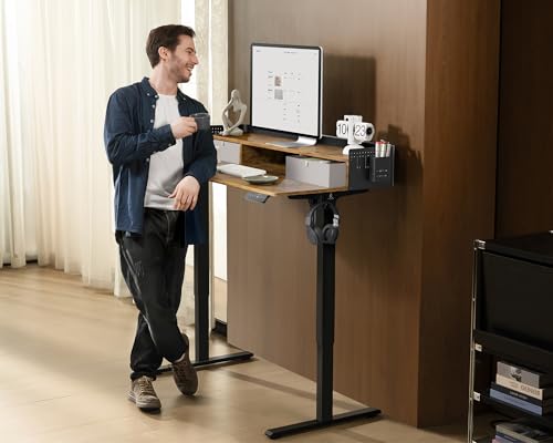 Electric Standing Desk with 2 Drawers, Height Adjustable for Home Office B137
