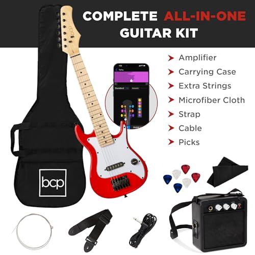 30in Kids Electric Guitar Beginner Starter Kit with Amplifier, Metallic Blue U78618