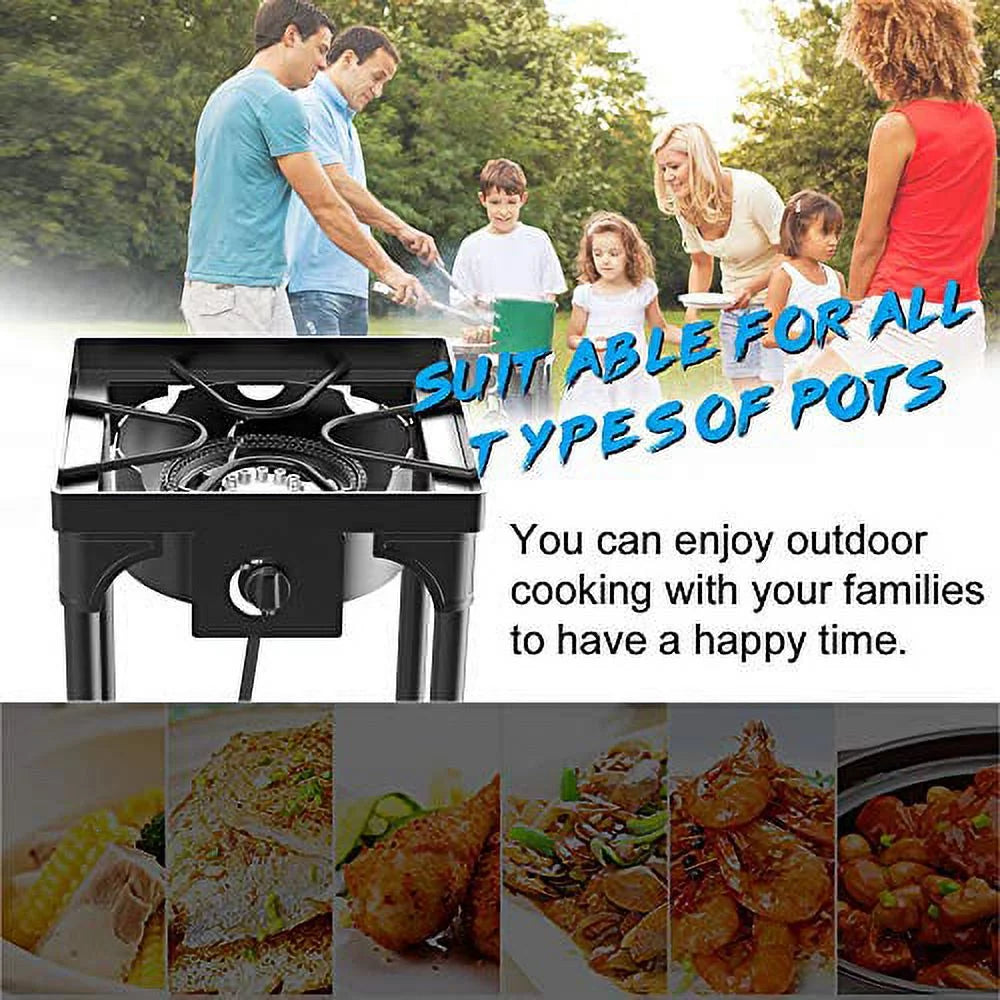 Portable Propane Stove, Single Burner with Gas Hose and Detachable Legs W2767