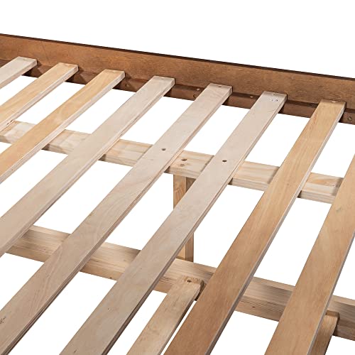 Twin Over Full Bunk Bed with Slide and Stairs for Kids E212
