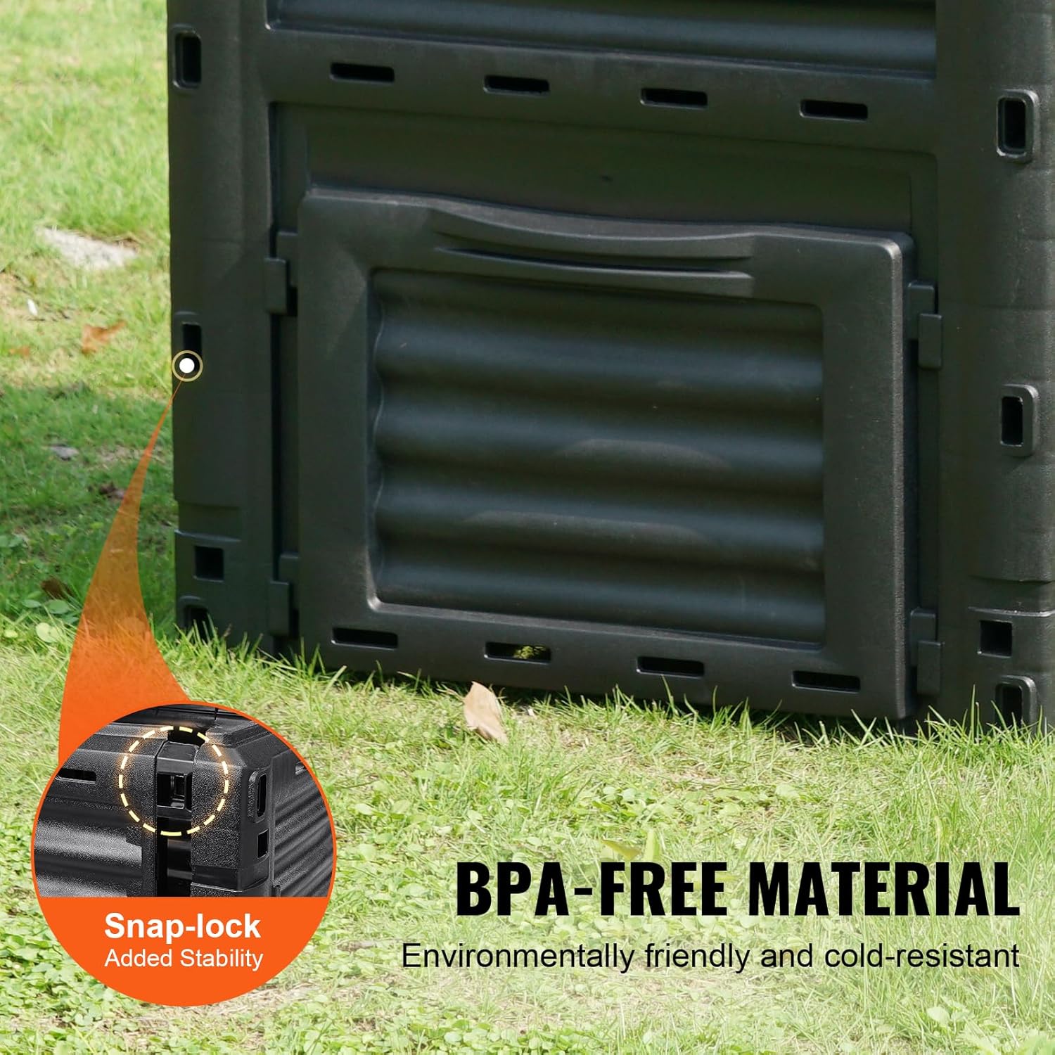 Garden Compost Bin 80 Gallon, Outdoor Composter with Top Lid and Bottom Door D9519