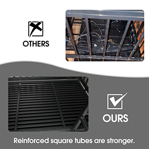 Heavy Duty Dog Kennel Crate with Metal Frame, Double Doors and Lockable Wheels, 48 Inch D891