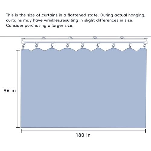 Ceiling Mounted Room Divider Curtain Track Set, Blackout Panel, White Rail, 8.3 x 7 ft K66131