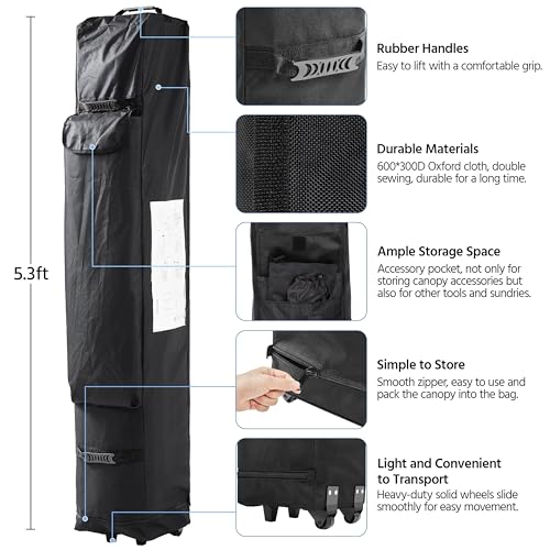 Heavy Duty Pop Up Canopy Tent 10x20 with Wheeled Carry Bag, White X6840