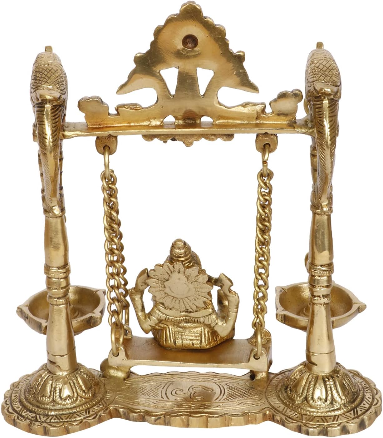 Brass Ganesh Jhula with Diya Hanging Swing Statue for Home Décor, 9 Inch E651595