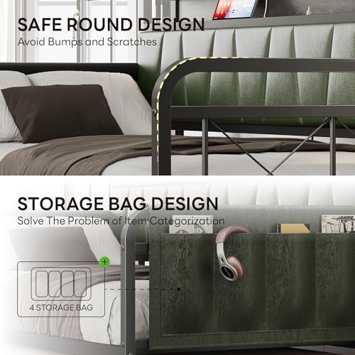 Daybed with Trundle and Storage Headboard, Twin Size, Grey M473750