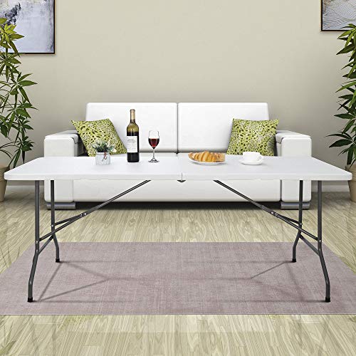 Portable 4 Foot Plastic Folding Table, Indoor Outdoor Heavy Duty, White R80992