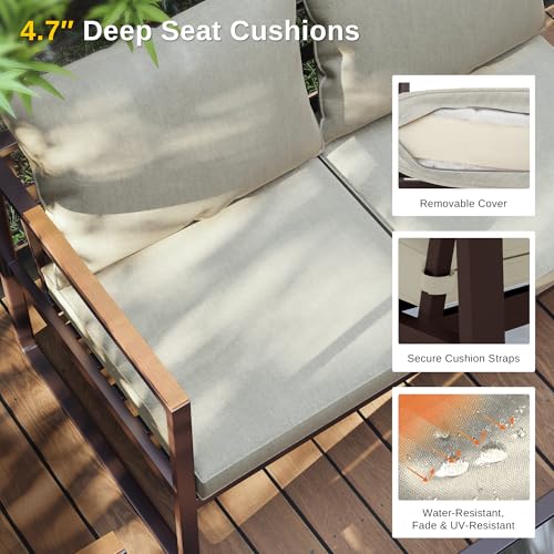 4-Piece Outdoor Patio Set with Sofa and Tempered Glass Table F97509