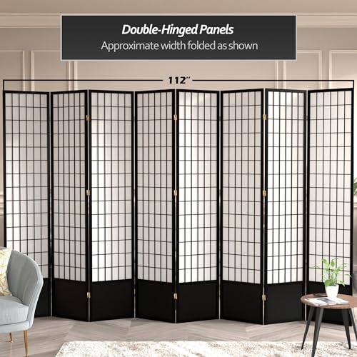 7 ft. Tall Window Pane Shoji Screen Room Divider, 3 Panels T5246
