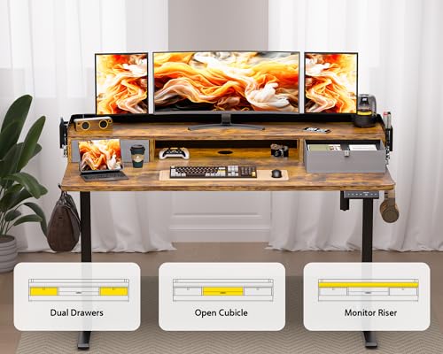 Electric Standing Desk with 2 Drawers, Height Adjustable for Home Office B137