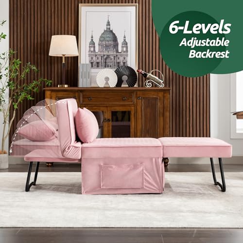 Sofa Bed Folding Ottoman Couch with Adjustable Backrest, Dark Grey C9023