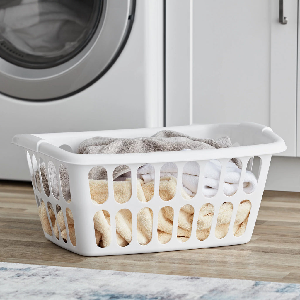 Rectangular Plastic Laundry Basket, White, 6 Pack G51020
