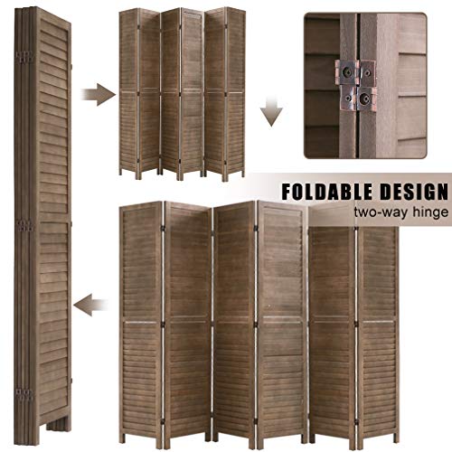 6 Panel Wood Room Divider Freestanding White 5.57 FT S6393