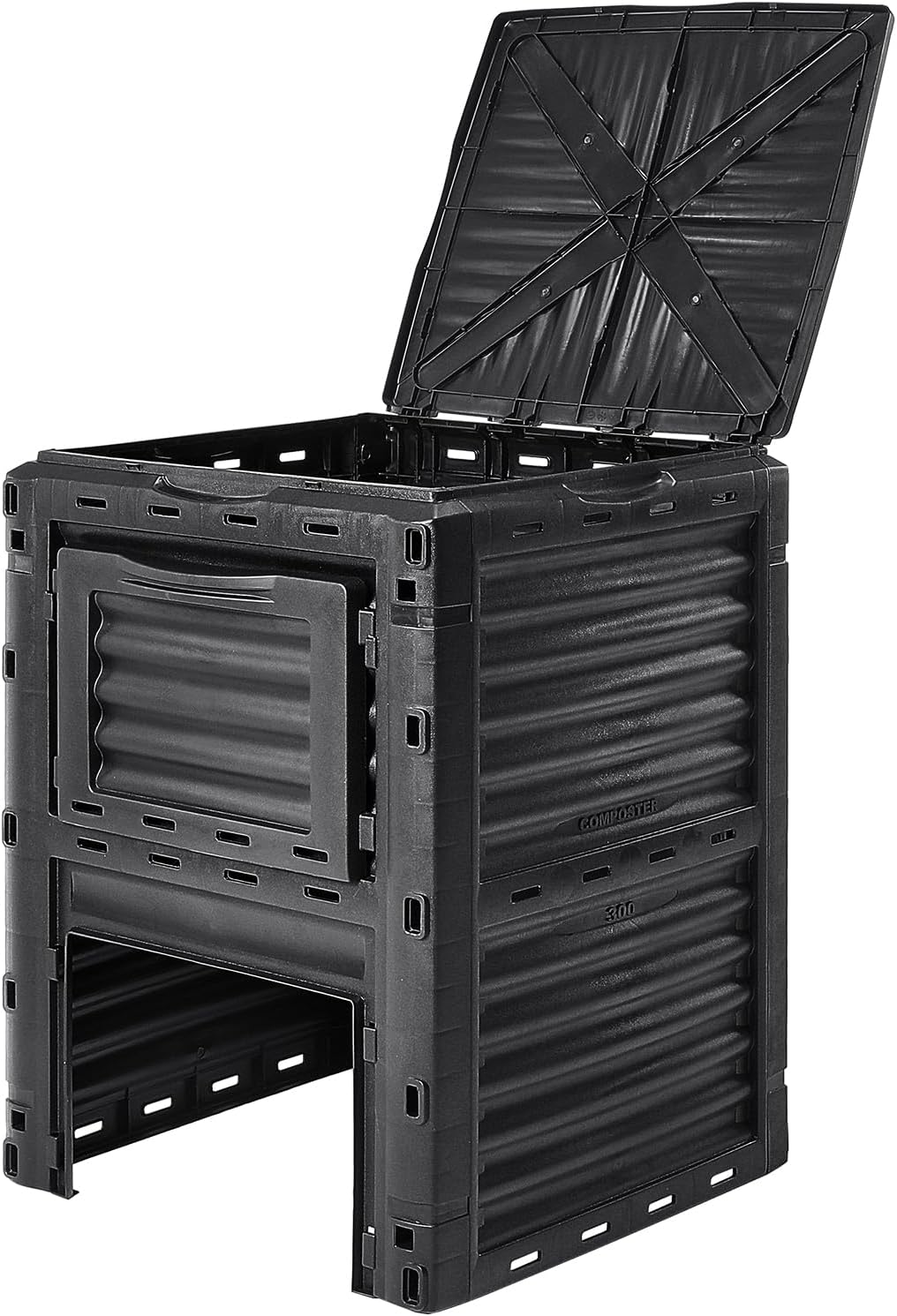 Garden Compost Bin 80 Gallon, Outdoor Composter with Top Lid and Bottom Door D9519
