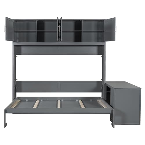 Twin Murphy Bed with Wall Frame, Closet, Drawers and Desk, White D510253