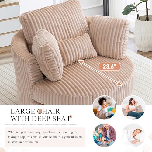 Swivel Barrel Chair with Ottoman for Living Room Bedroom, White W553228