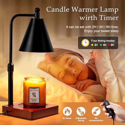 Candle Warmer Lamp with Timer and Dimmer, Adjustable Height, White Gold D54776
