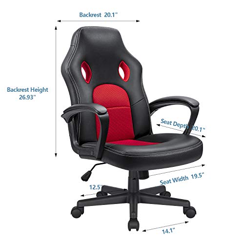 High Back Ergonomic Leather Gaming Chair, Adjustable (Blue) R643180