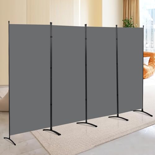 Room Divider Screen 3 Panel Folding Partition with Metal Frame, Grey M4968