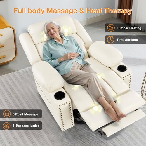 Large Power Lift Recliner Chair for Elderly with Heat and Massage, USB Port, Dark Brown A742